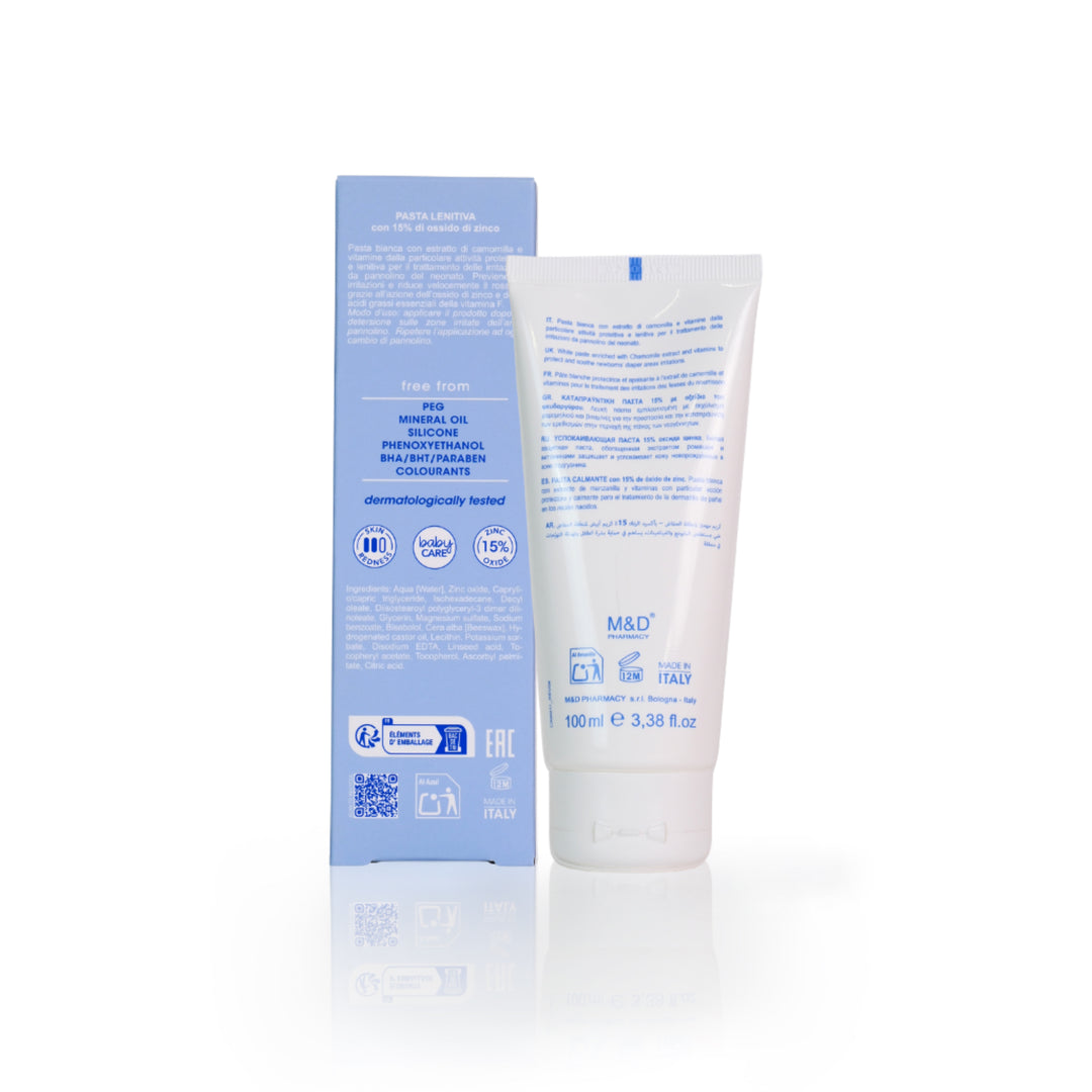 camomilla BLU PASTA LENITIVA con 15% di ossido di zinco 100ml - retro