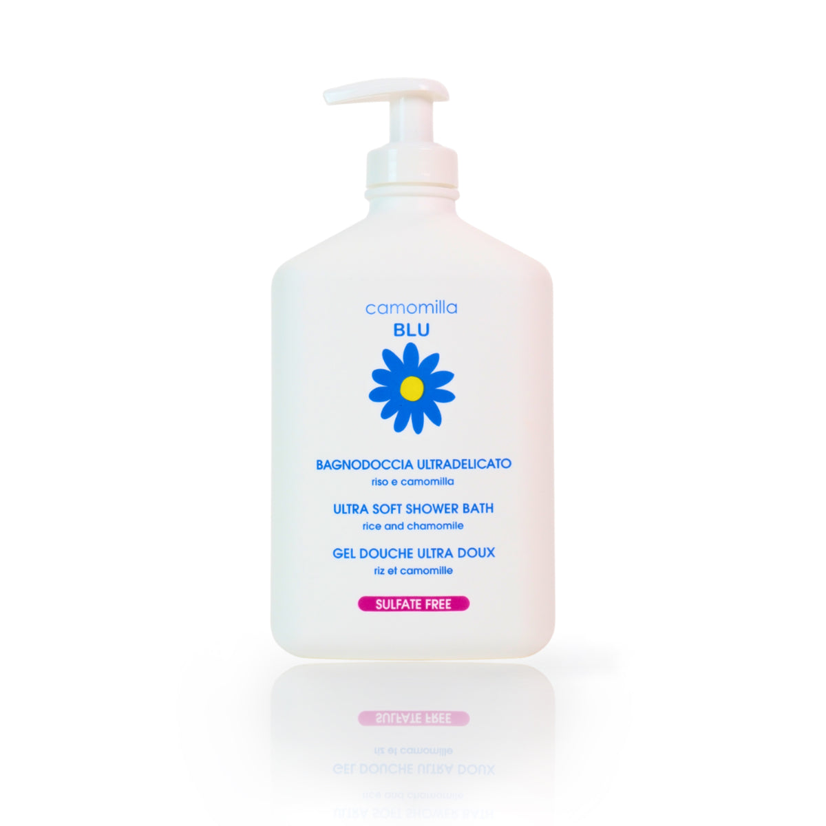 camomilla BLU BAGNODOCCIA ULTRADELICATO riso e camomilla 500ml - fronte