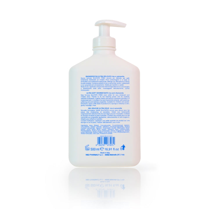 camomilla BLU BAGNODOCCIA ULTRADELICATO riso e camomilla 500ml - retro