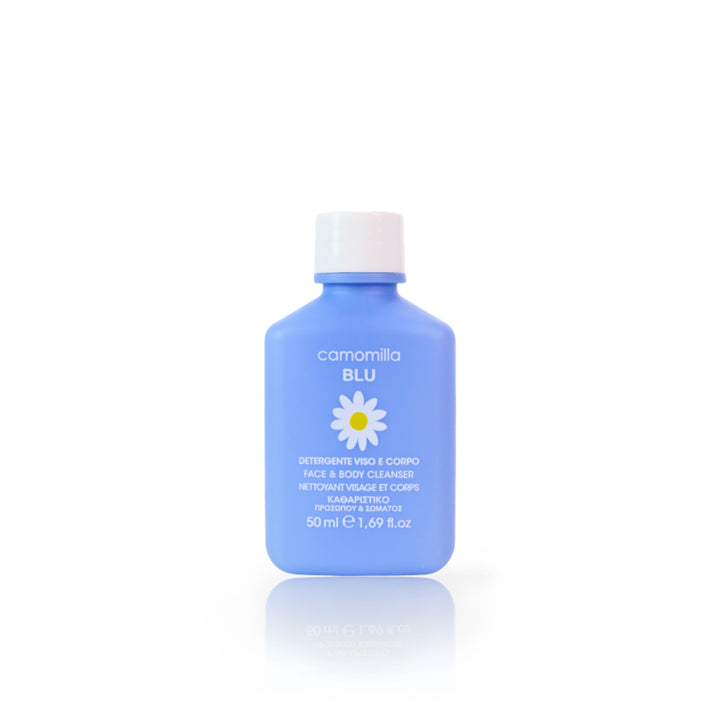camomilla BLU DETERGENTE VISO E CORPO per pelli secche e sensibili 50ml - fronte