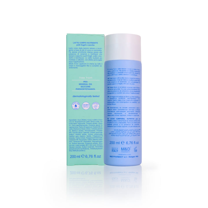 camomilla BLU LATTE CORPO NUTRIENTE pelli fragili e secche 200ml - retro