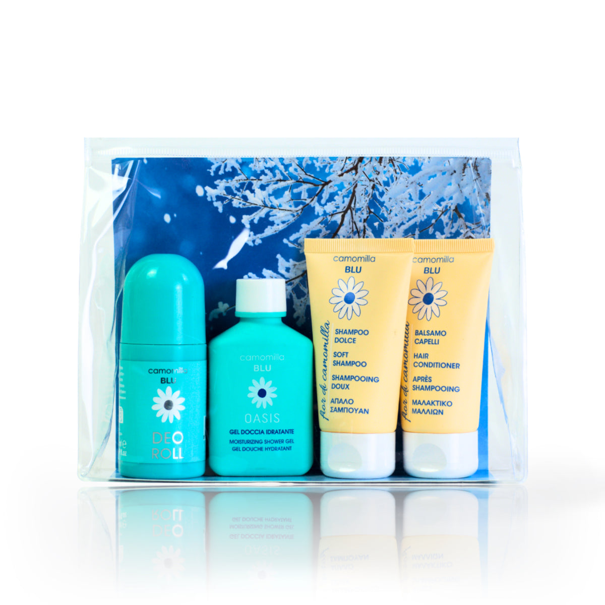 camomilla BLU XMAS EDITION travel kit - pochette con i prodotti