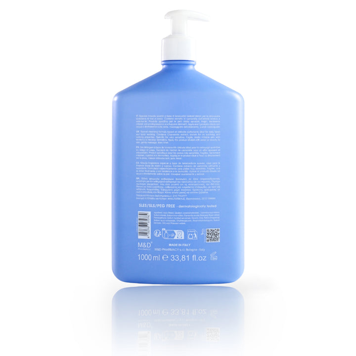 camomilla BLU DETERGENTE VISO E CORPO per pelli secche e sensibili 1L - retro