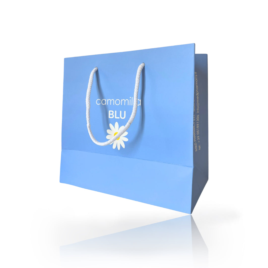 camomilla BLU Shopping Bag - borsa in carta azzurra con logo