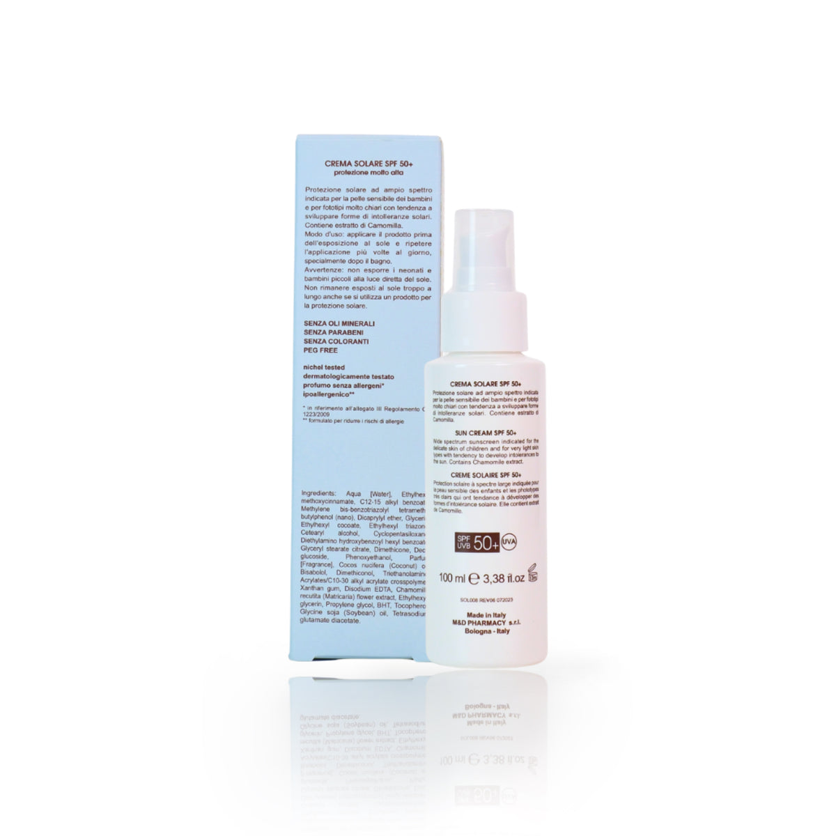 camomilla BLU CREMA SOLARE SPF50+ protezione molto alta 100ml - retro